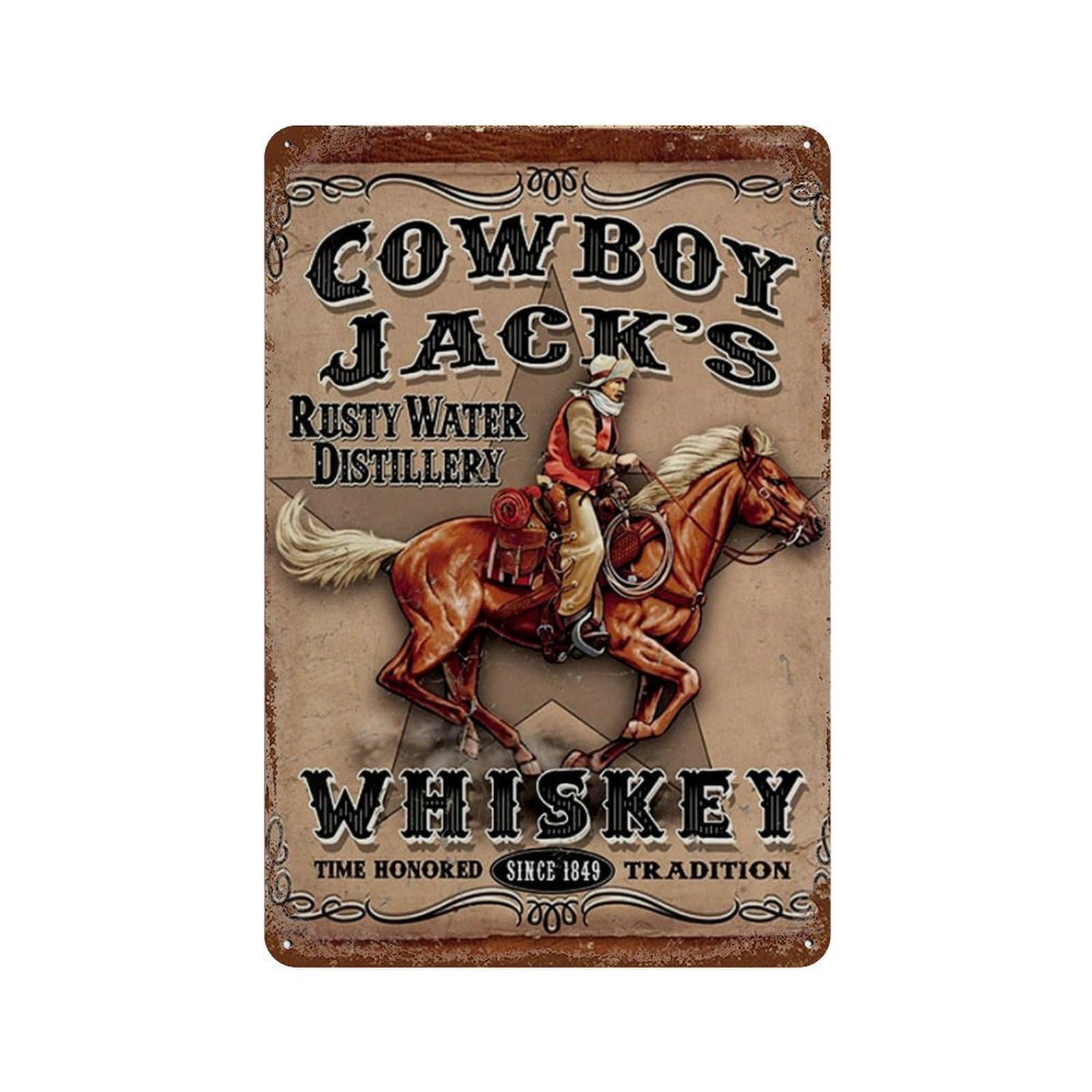 Home Gym Living Room Ideas - Vintage Tin Teken Cowboy Jack;S Whiskey