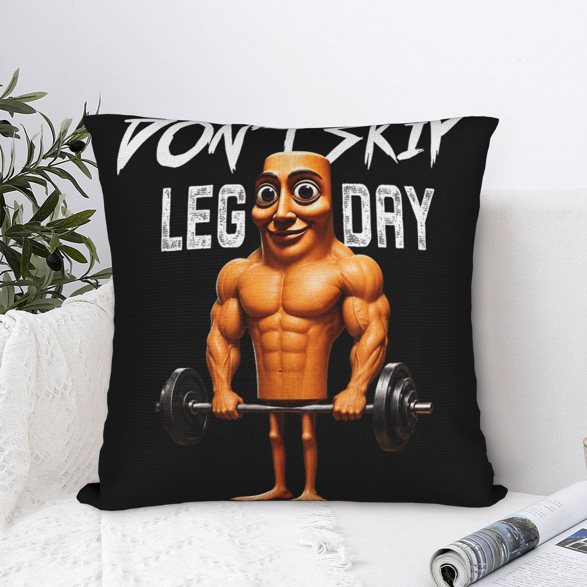 Home Gym Leg Day - Kussensloop 'Don't Skip Leg Day' Tung