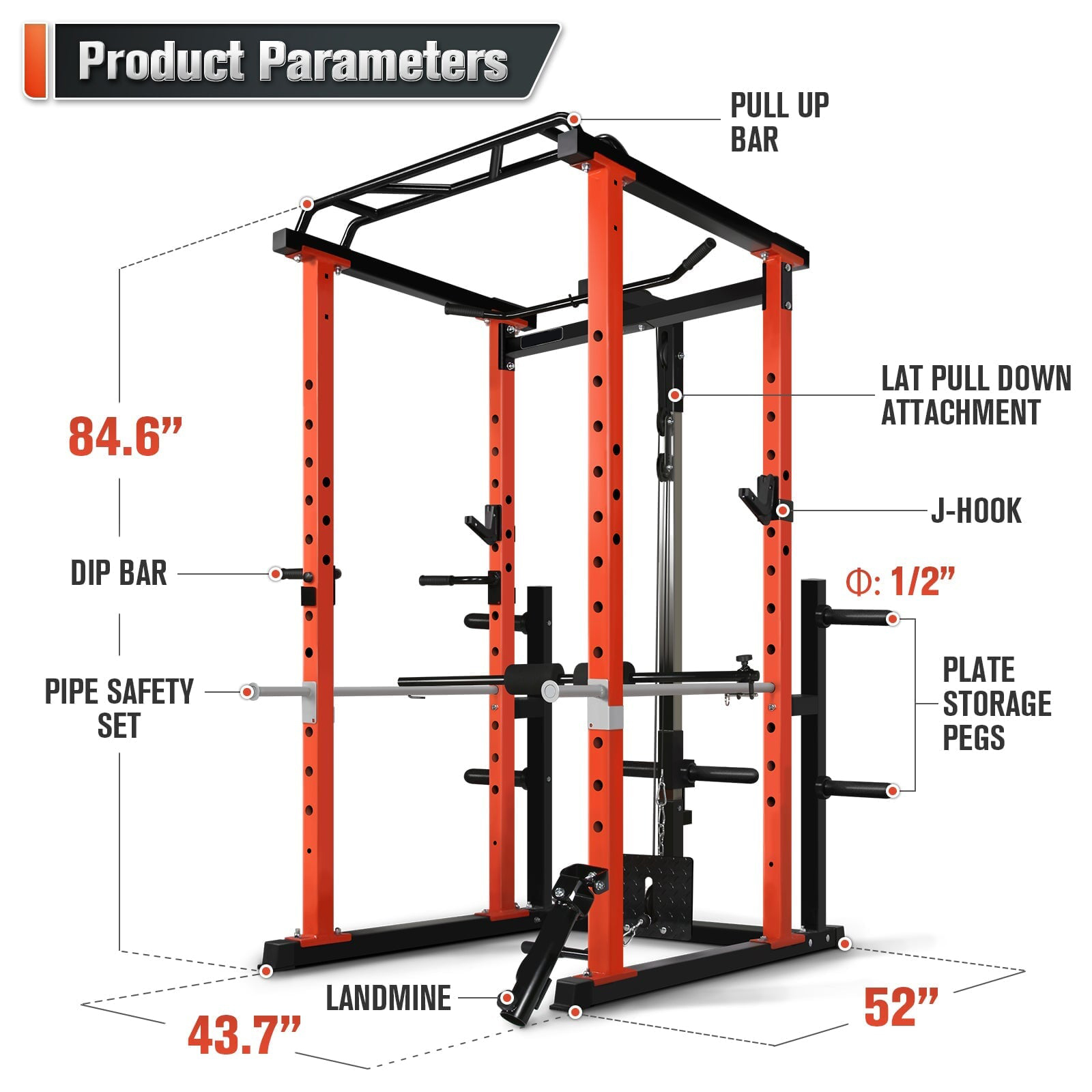 Home Gym Power Rack - Commerciële multifunctionele krachtcage homegym met pulldown