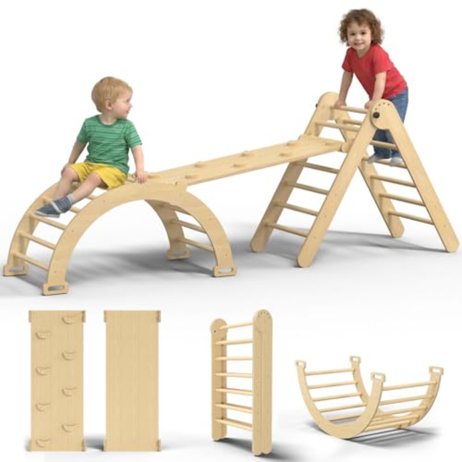Home Gym For Toddlers - Indoor klimrek voor peuters: natuurlijke houten