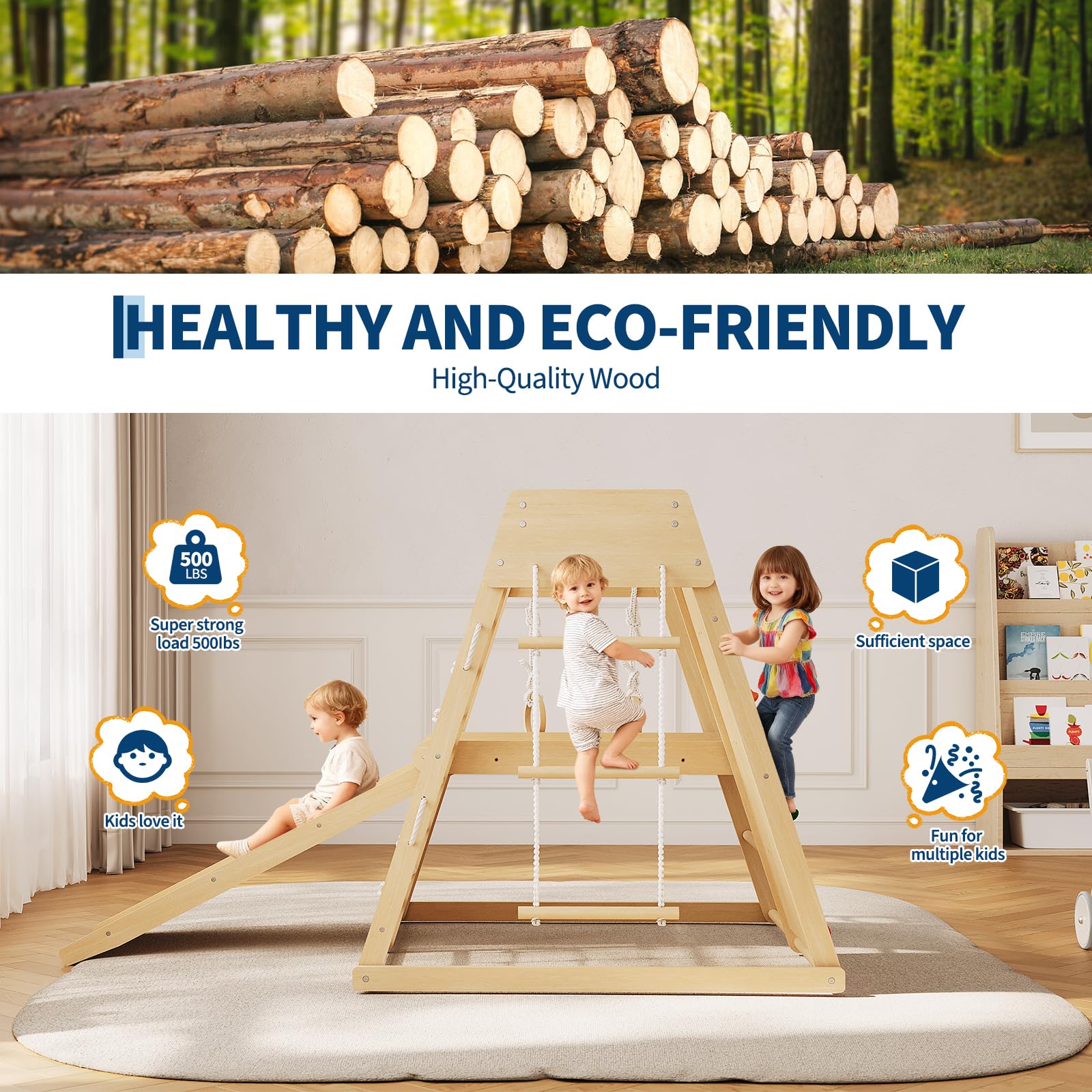 6-in-1 houten indoor jungle gy - Home Gym For Toddlers recensie en prijs