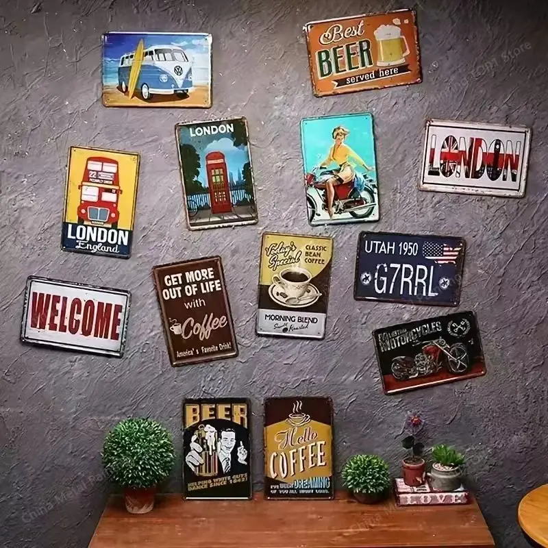 Vintage metalen wanddecoratieb - Home Gym Living Room Ideas recensie en prijs